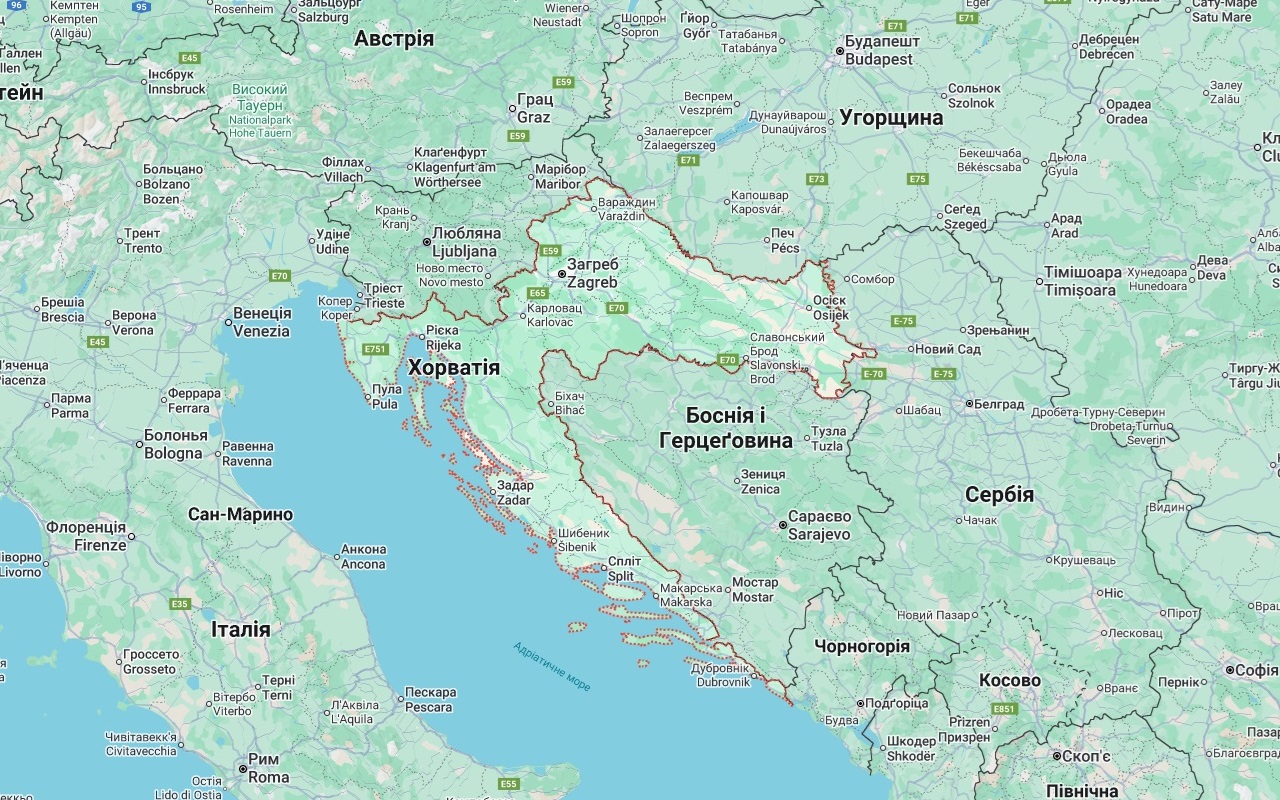 Croatia on the world map