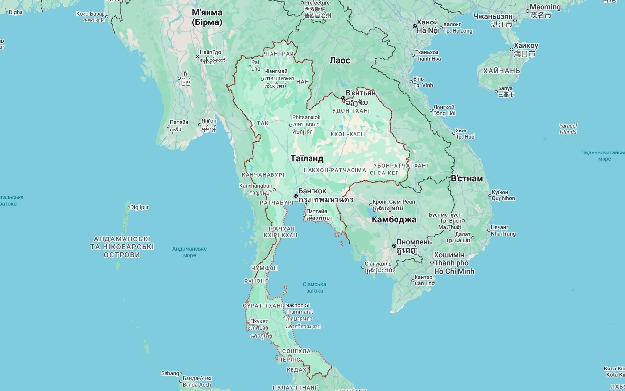 Таїланд на карті світу