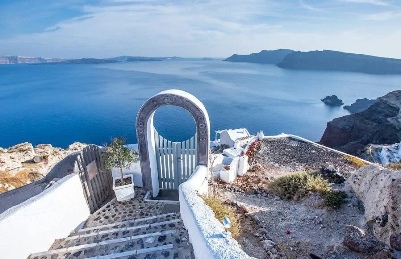 Santorini island view of the sea on vacation